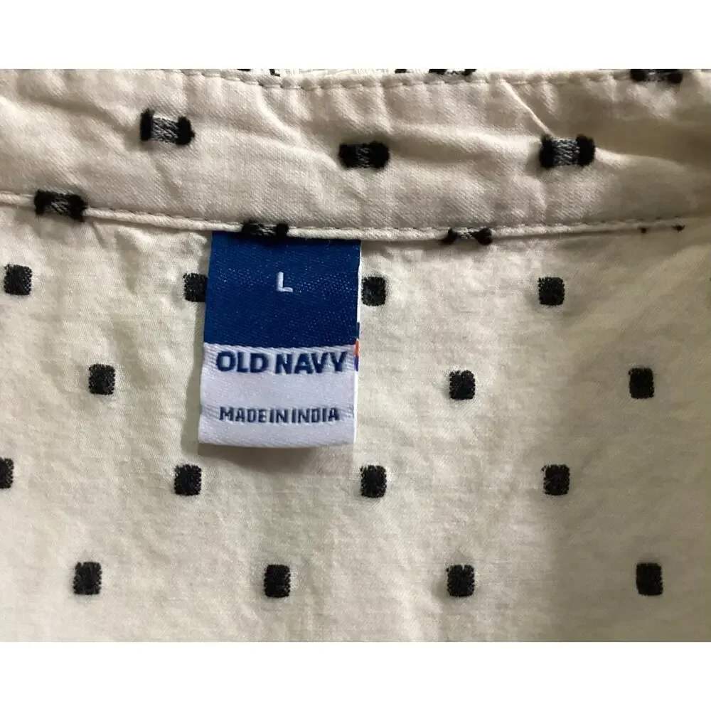 Old‎ navy Puff-Sleeve Clip-Dot Henley Swing Blouse L dotted cream